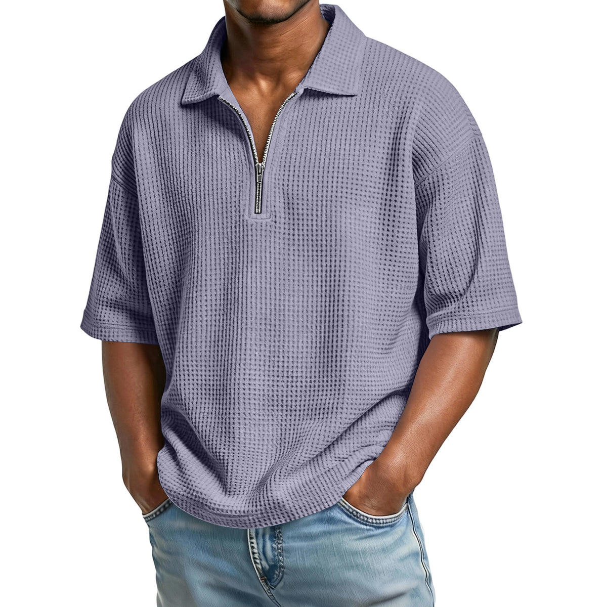 Men's warm-weather polo shirt product view