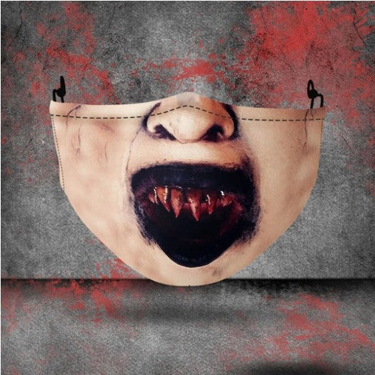 Halloween costume mask in spooky printed style