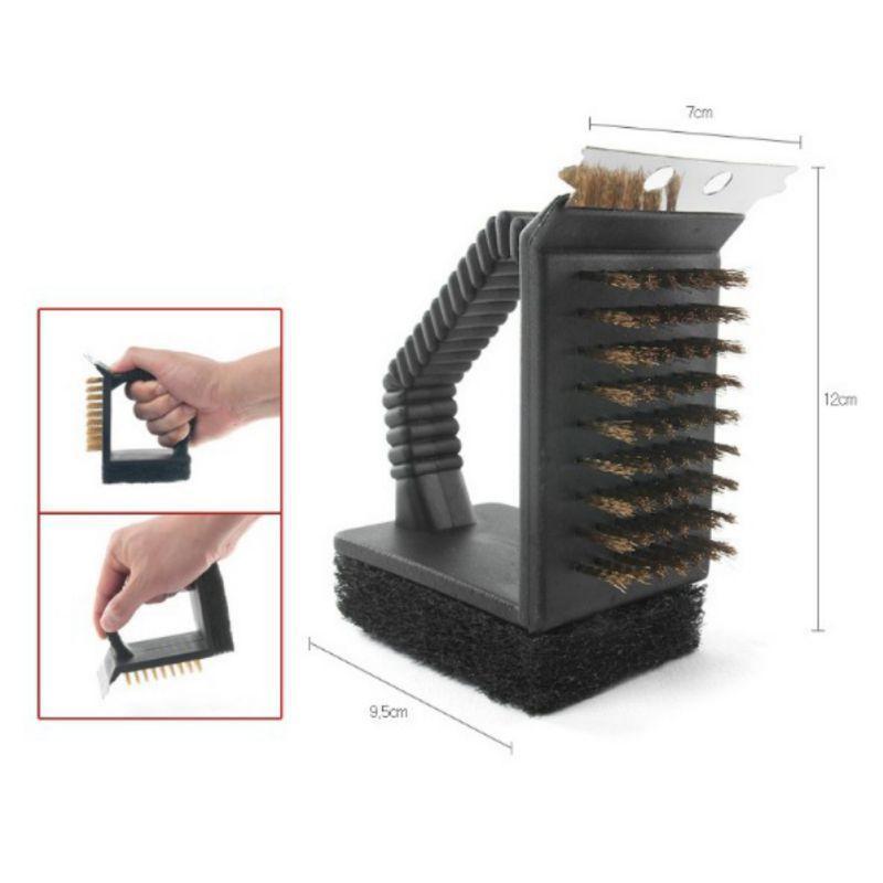 3-in-1 grill cleaning brush and scraper product view
