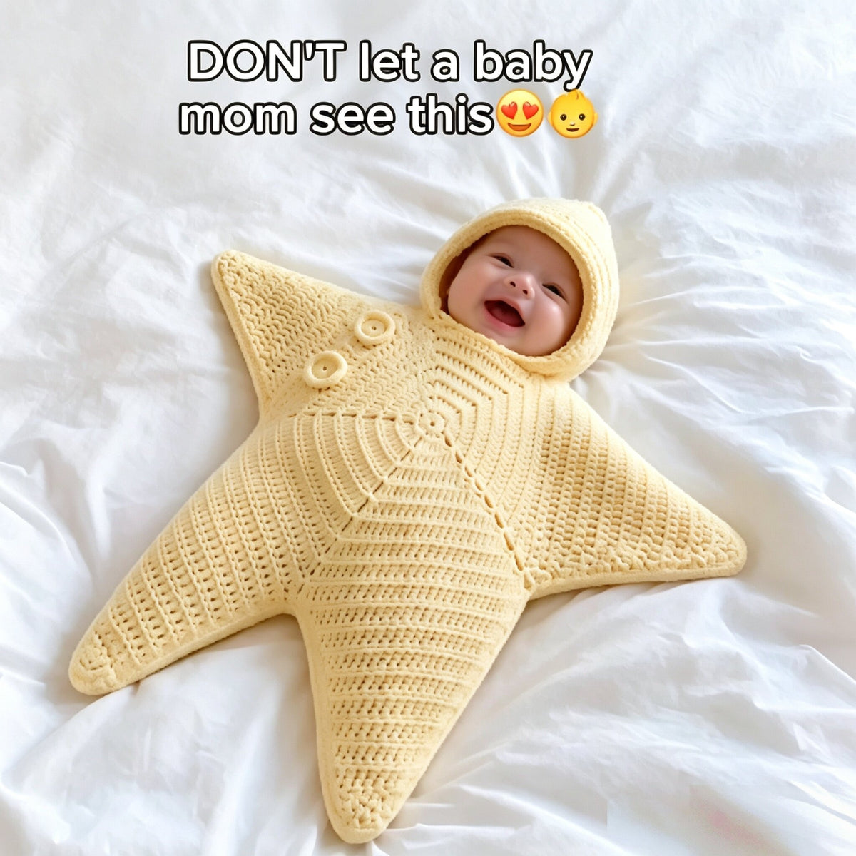 Crochet star baby outfit finished product view