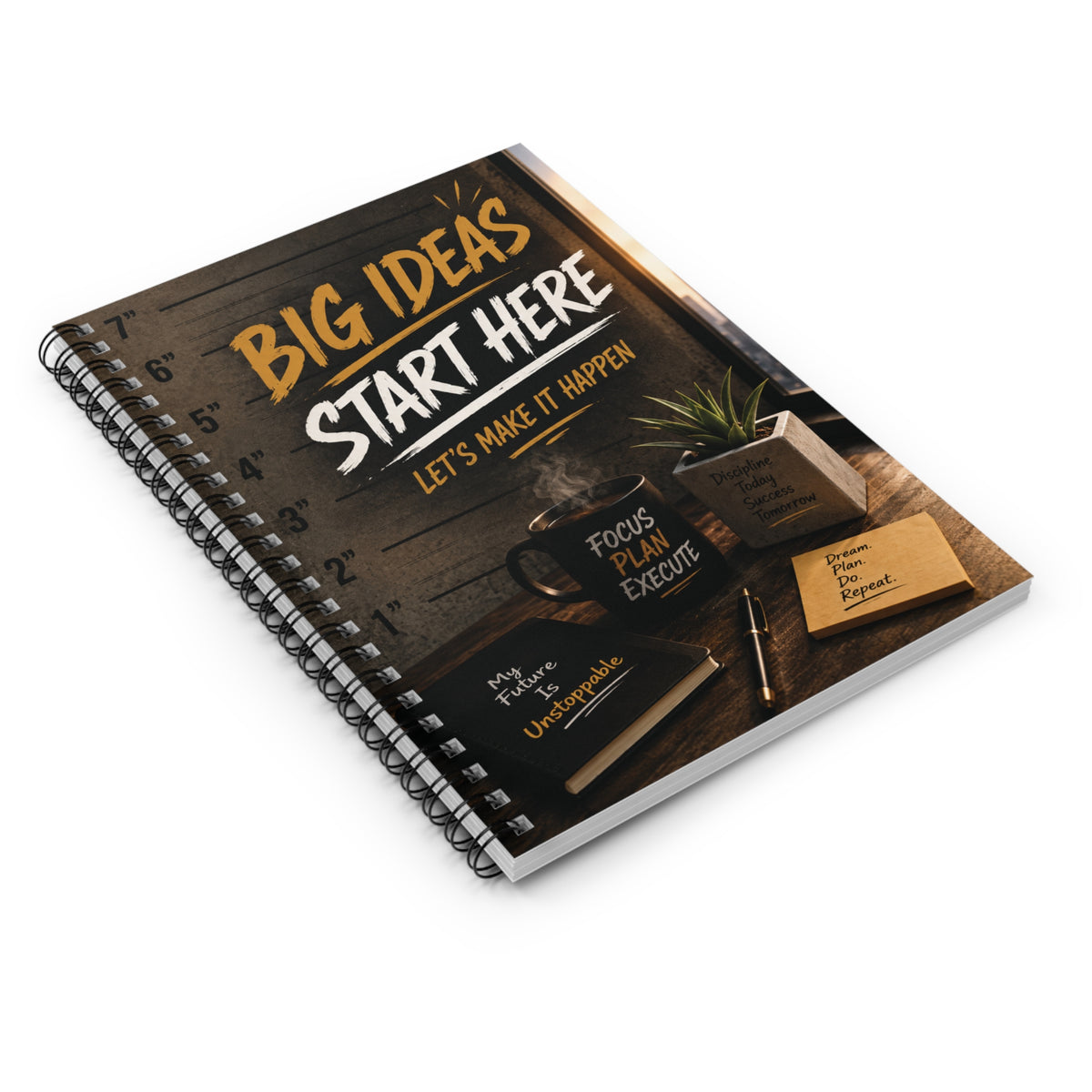 Spiral Notebook — "Big Ideas Start Here" Ruled Journal for Planning & Creativity