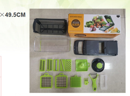 Vegetable slicing tool with interchangeable cutting options