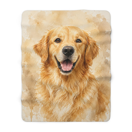 Golden Retriever Sherpa Fleece Blanket – Cozy Dog Lover Gift