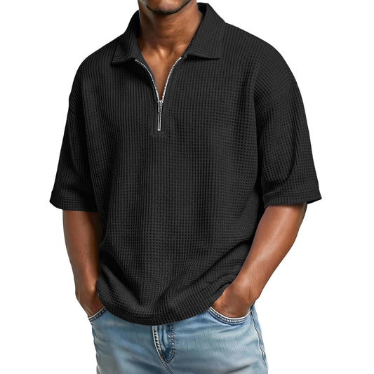 Men's Waffle-Knit Polo Shirt - Lightweight Summer Fit product image