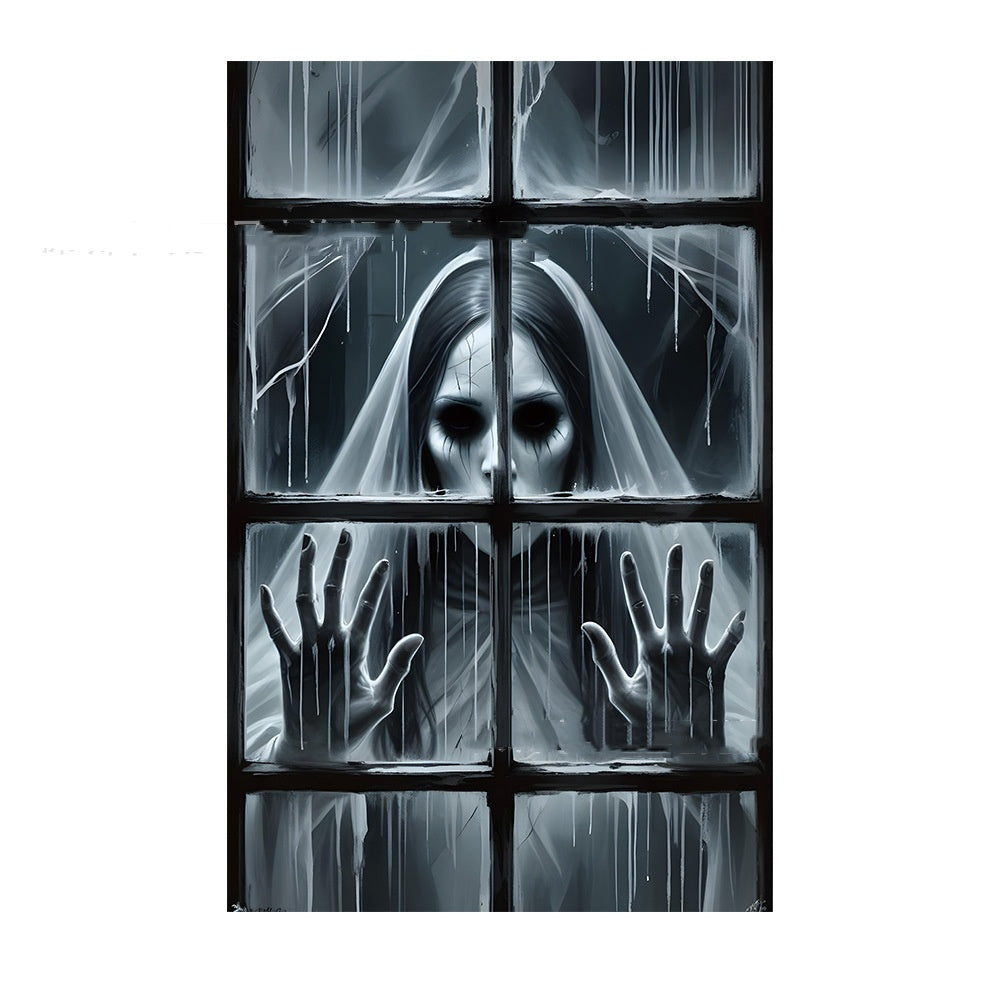 Halloween witch or zombie window backdrop design option