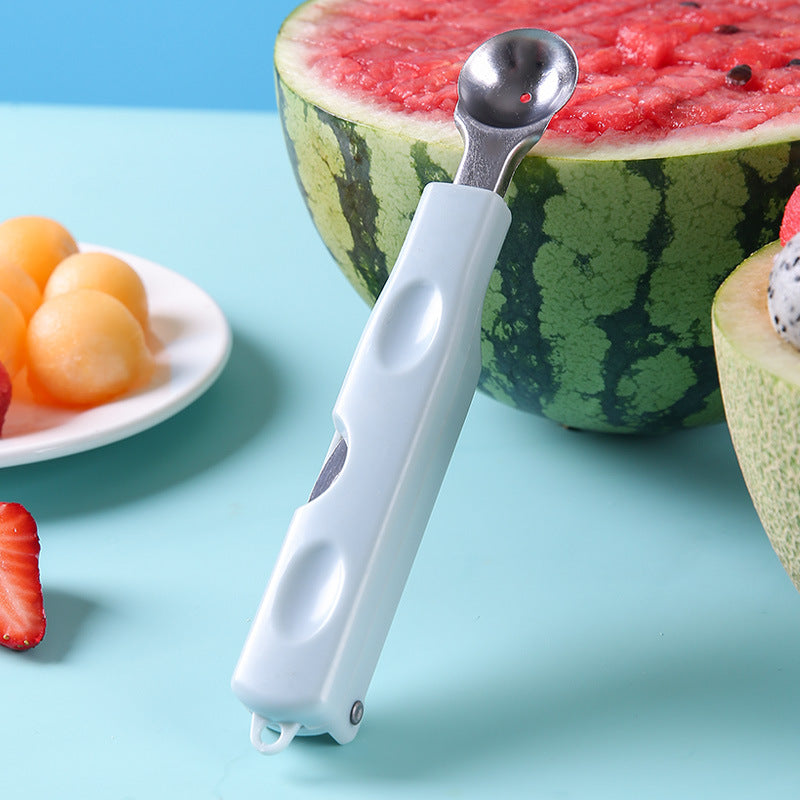 Stainless-steel fruit prep spoon in alternate color option