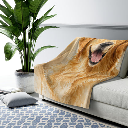 Golden Retriever Sherpa Fleece Blanket – Cozy Dog Lover Gift