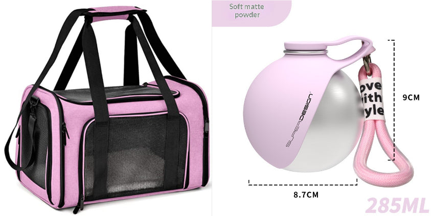 Portable dog water and waste bag dispenser set
