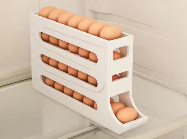 Rolling egg storage tray refrigerator organizer view