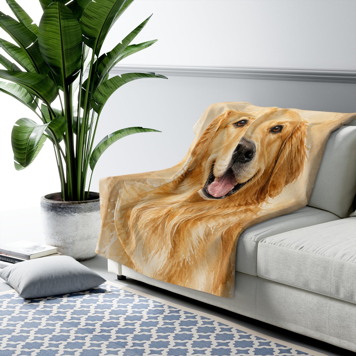 Golden Retriever Sherpa Fleece Blanket – Cozy Dog Lover Gift
