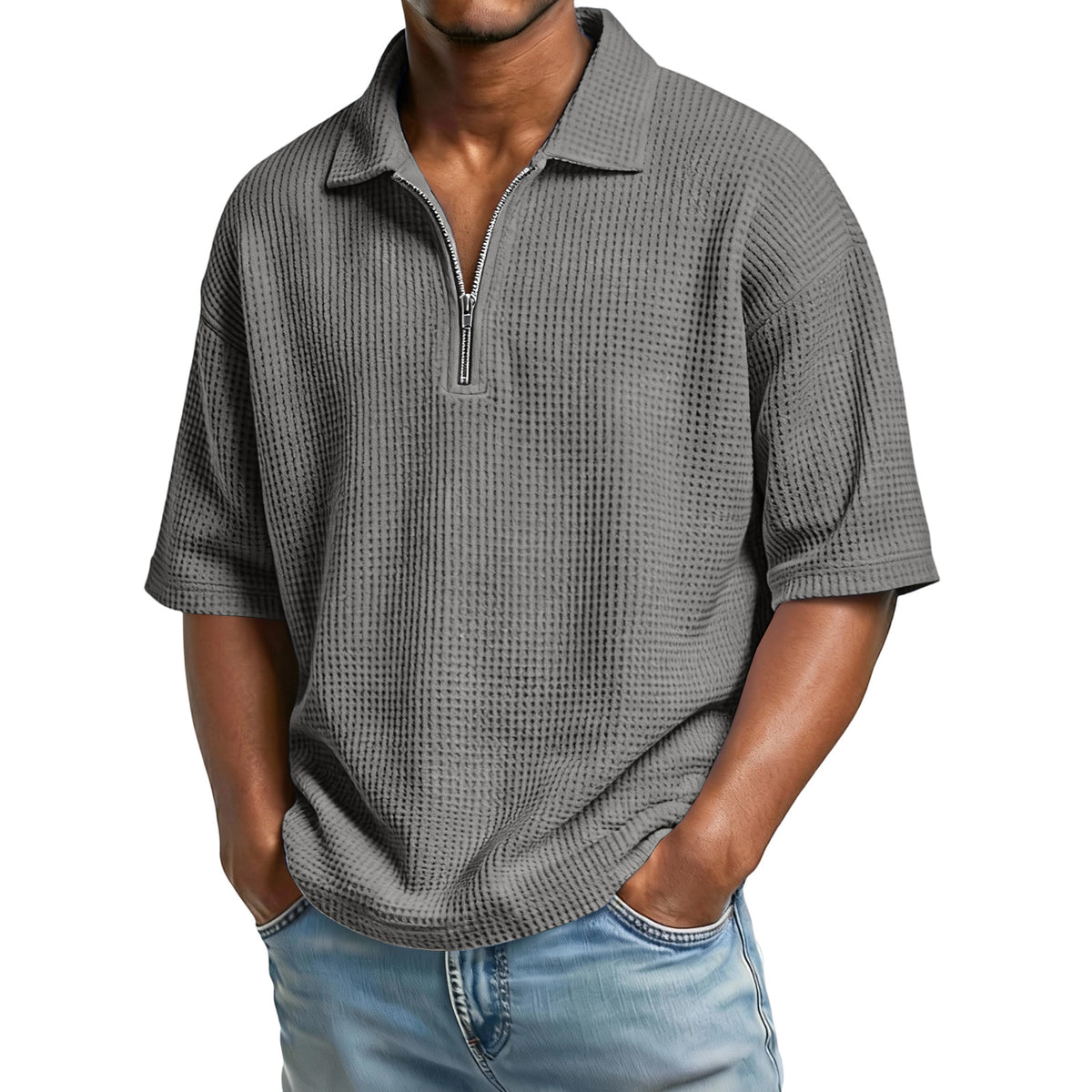 Men's lightweight short-sleeve polo product view