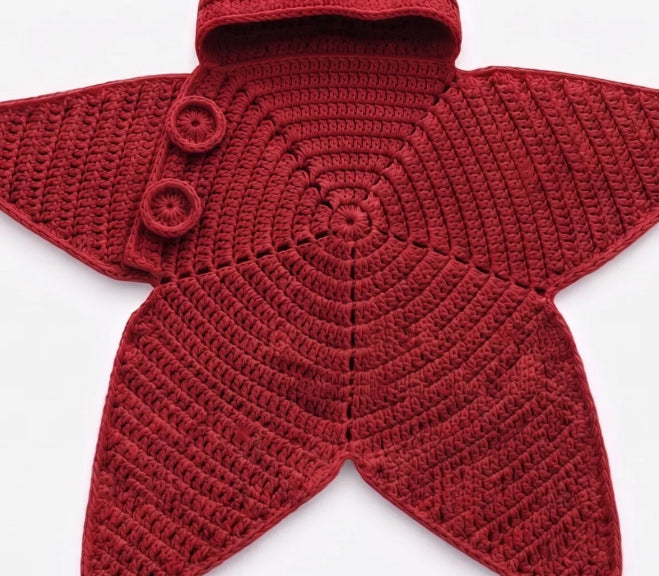 Hooded crochet star baby romper color option