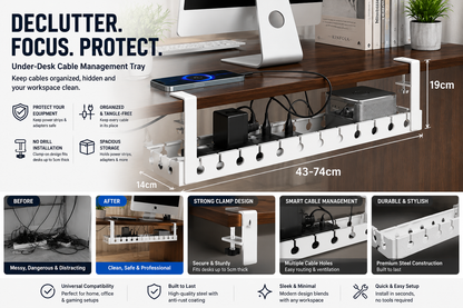 Under-Desk Cable Management Tray – Clean, Clutter-Free Workspace