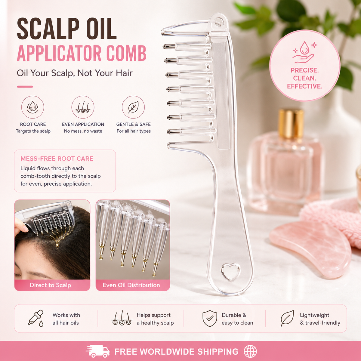 7-roller scalp oil applicator comb product view