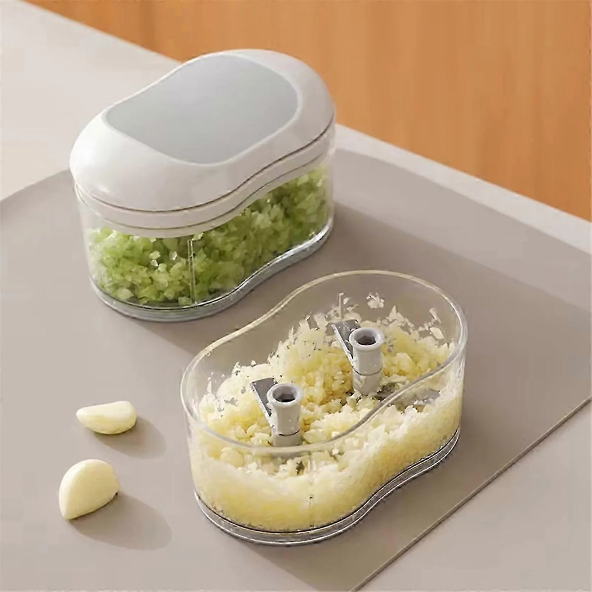 Compact garlic press shown in product view