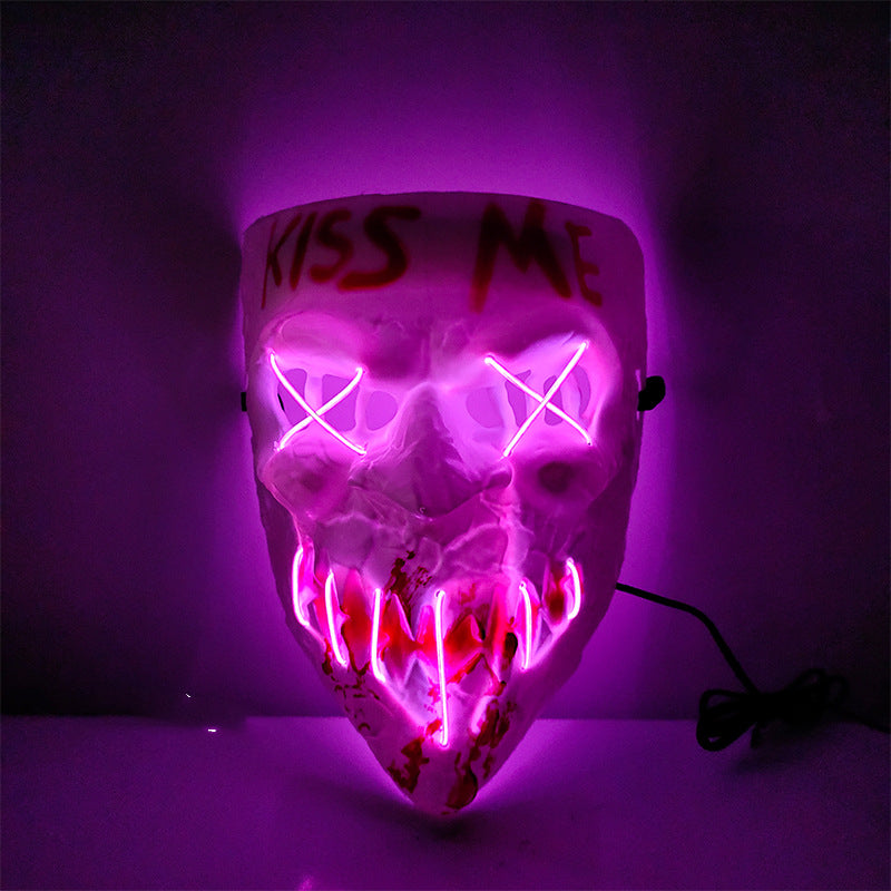 LED horror mask for nighttime Halloween costume