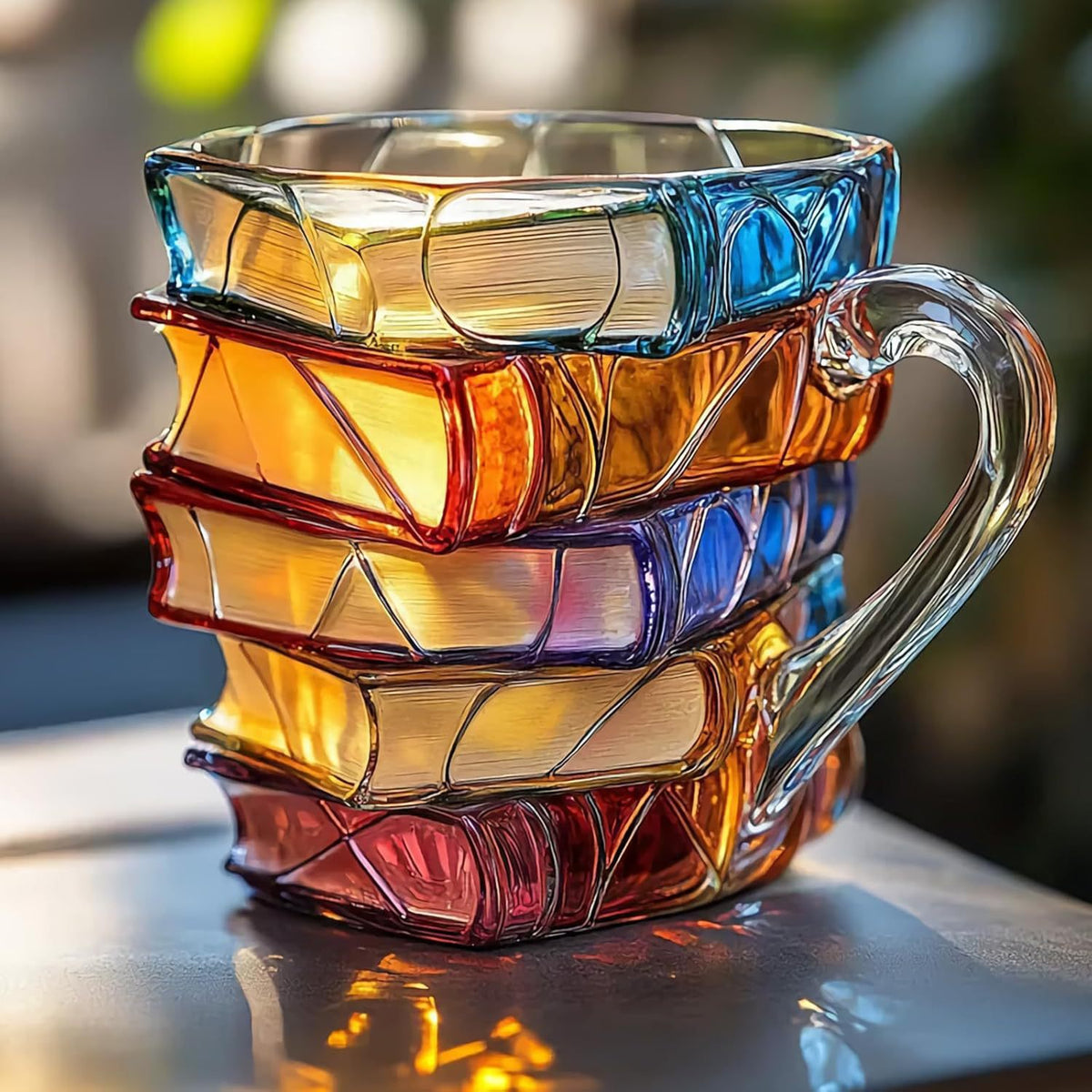 Creative glass mug with book-shaped design