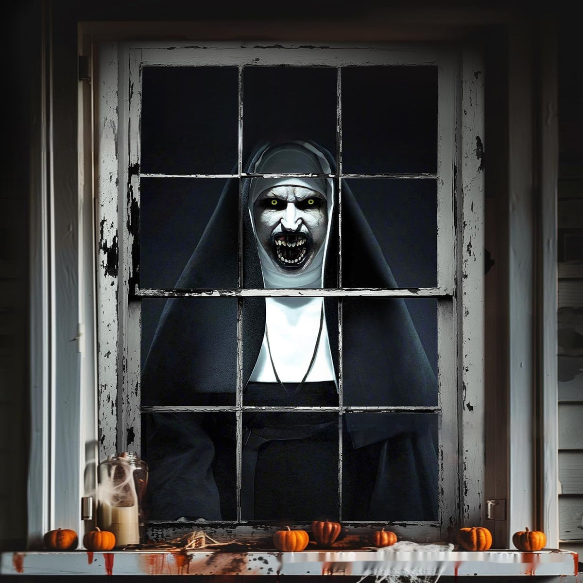 Halloween window backdrop for party and seasonal decorating