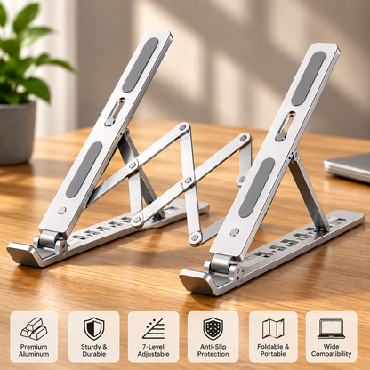 Adjustable aluminum laptop stand feature overview