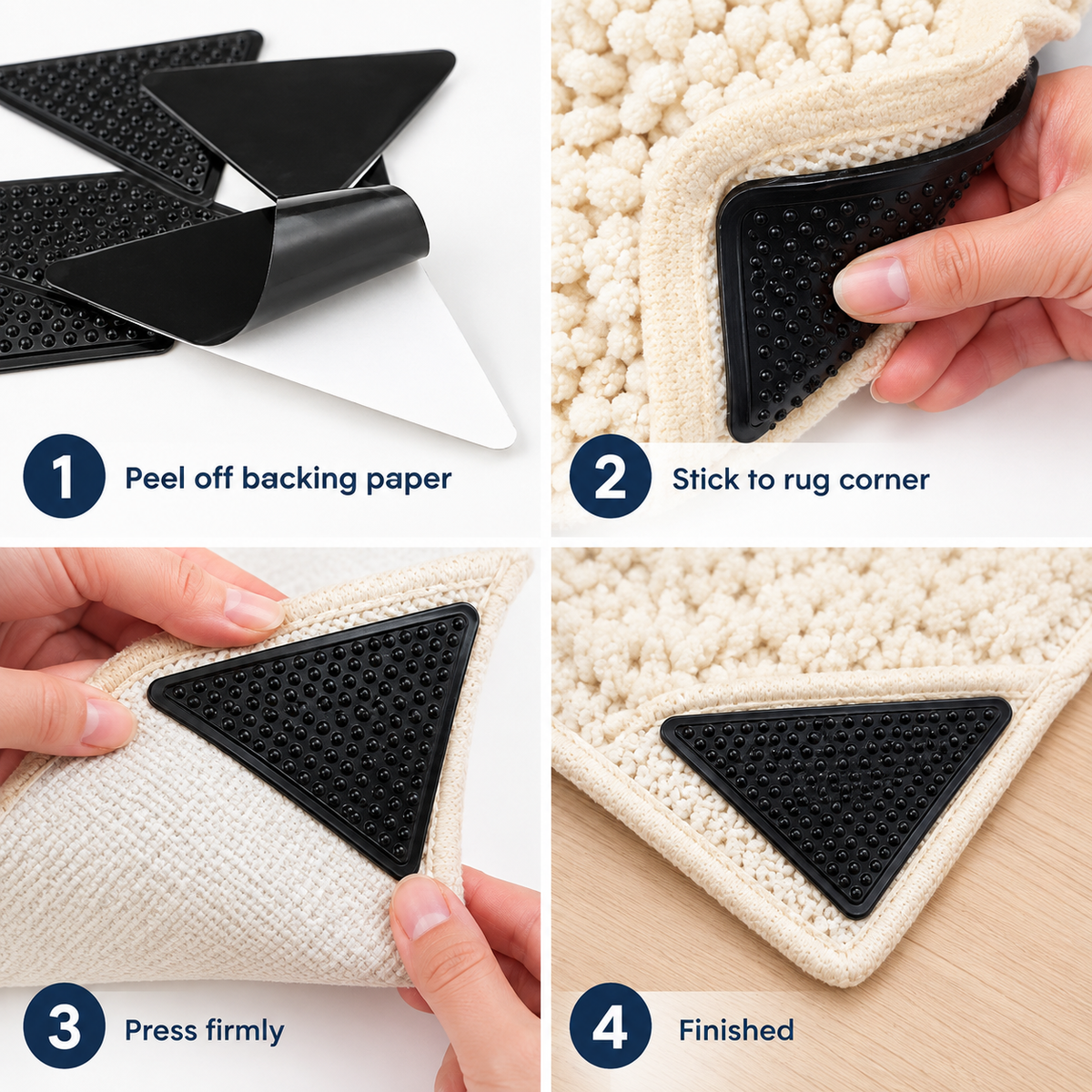 Four-step rug gripper installation guide